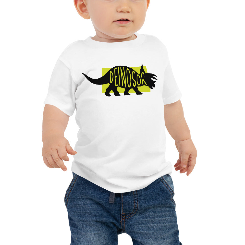 Dinosaur Deinosor Baby Jersey Short Sleeve Tee T-shirt White Welsh - Taffy Tees