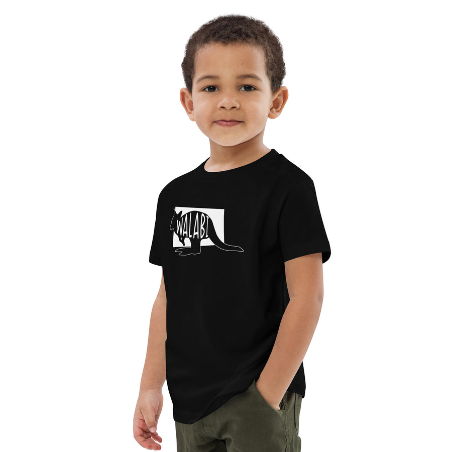 Wallaby Walabi Organic Cotton Kids T-shirt Black Welsh