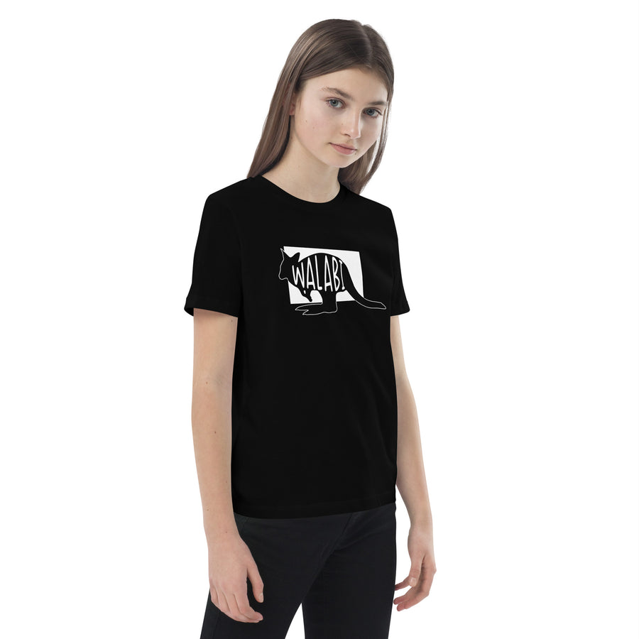 Wallaby Walabi Organic Cotton Kids T-shirt Black Welsh