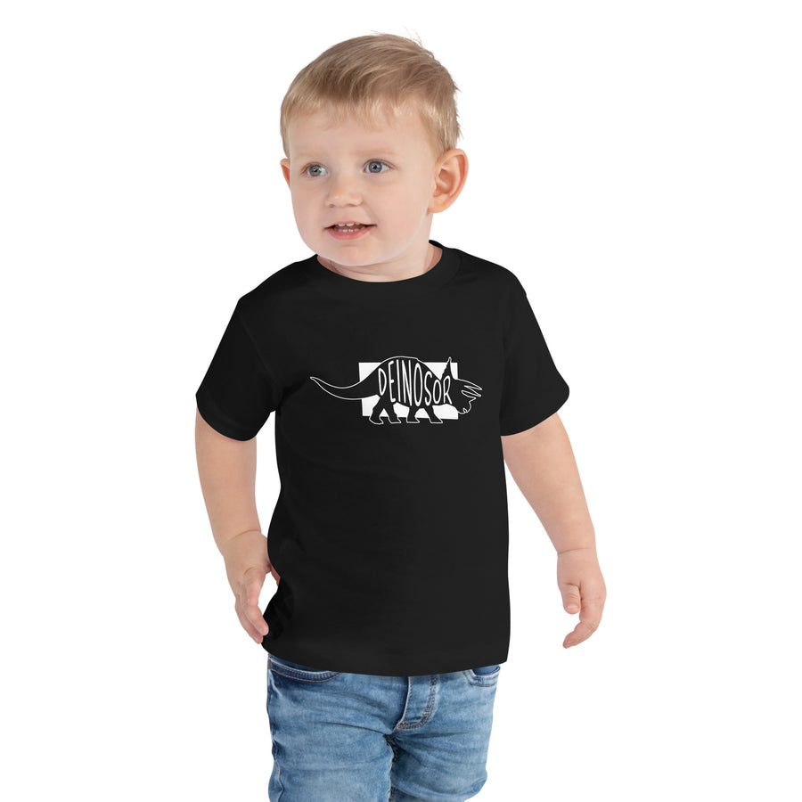 Dinosaur Deinosor Toddler Short Sleeve Tee Black Welsh