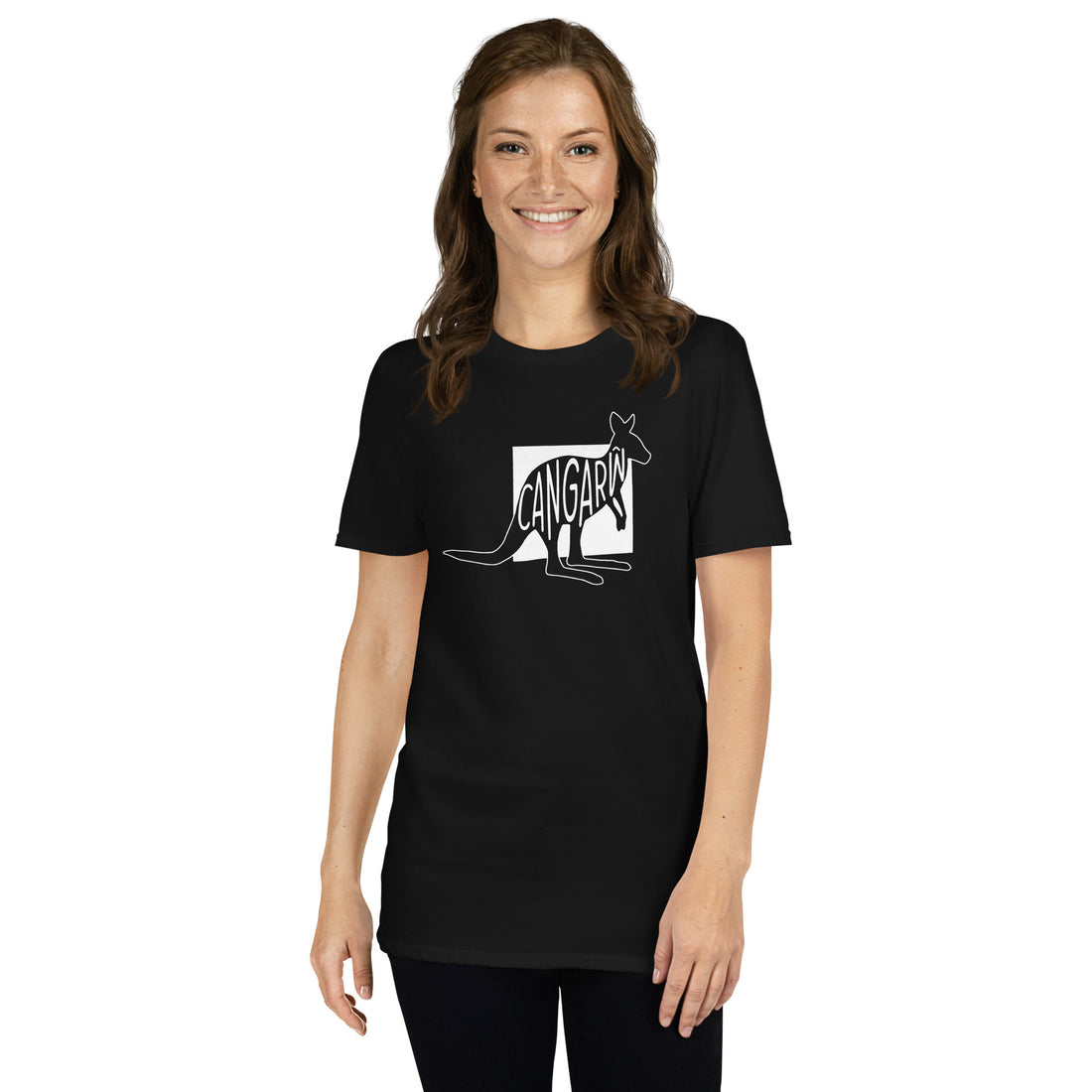 Kangaroo Cangarŵ Short-Sleeve Unisex T-Shirt Black White Welsh