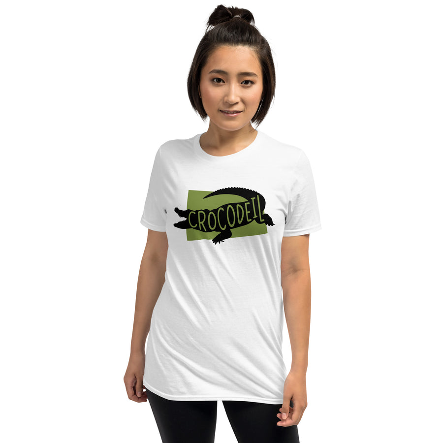 Crocodile Crocodeil Short-Sleeve Unisex T-Shirt White Colour Welsh