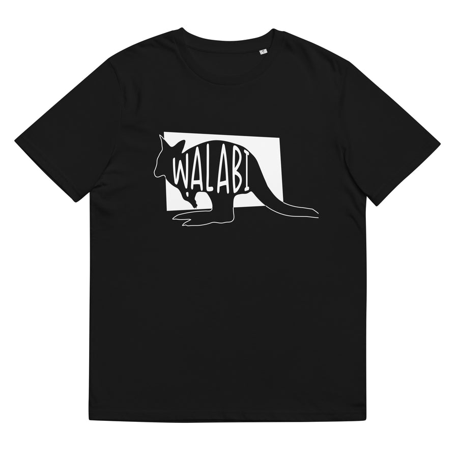 Wallaby Walabi Unisex organic cotton t-shirt Black White Welsh