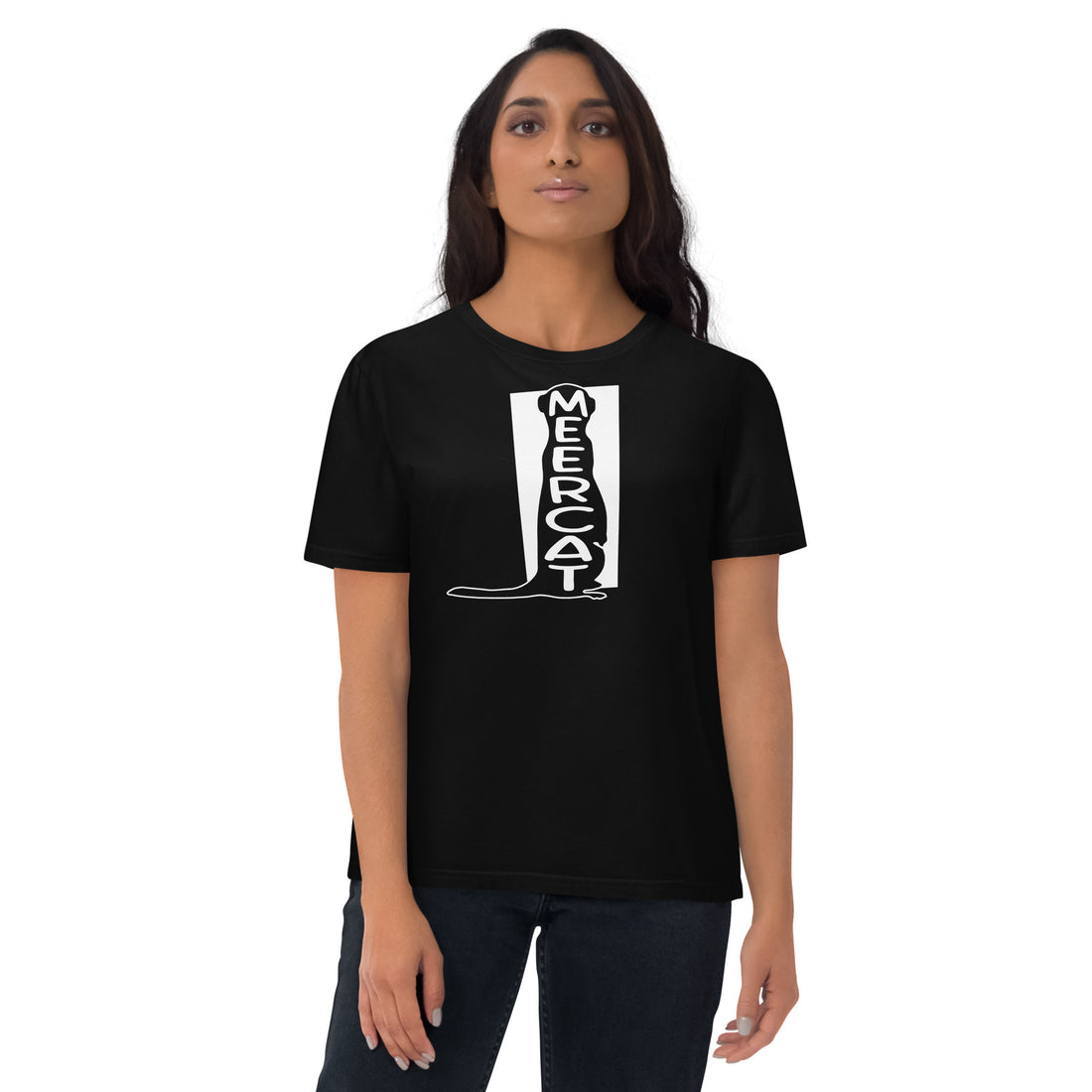 Meerkat Meercat Unisex organic cotton t-shirt black white welsh