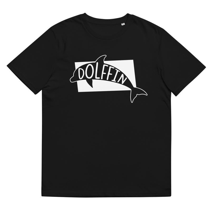 Dolphin Dolffin Unisex organic cotton t-shirt Black Adult Welsh