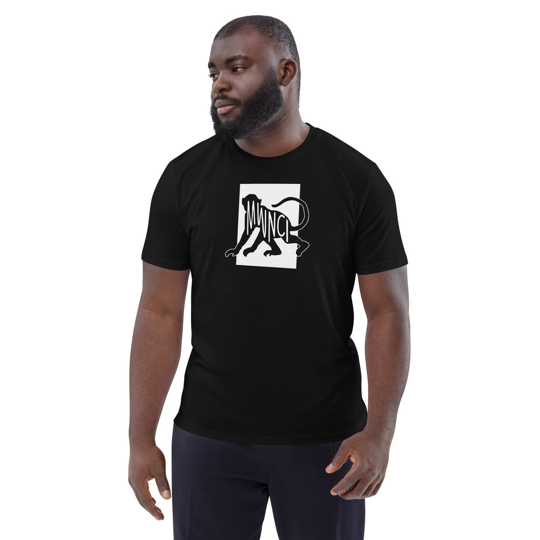 Monkey Mwnci Unisex Organic Cotton T-shirt Black White Welsh