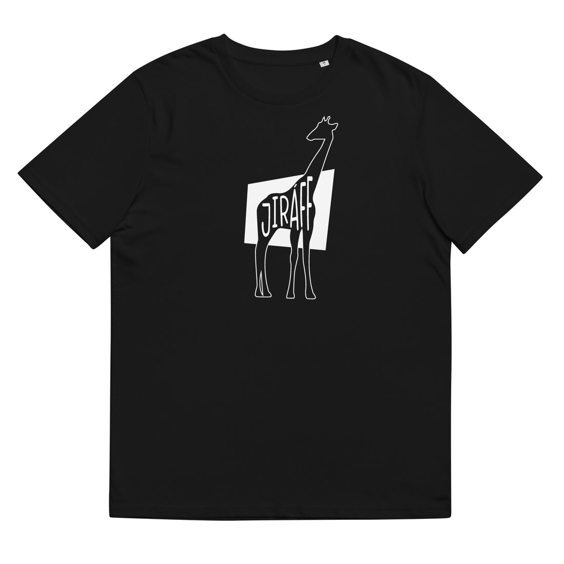 Giraffe Jiráff Unisex Organic Cotton T-shirt Black White Welsh