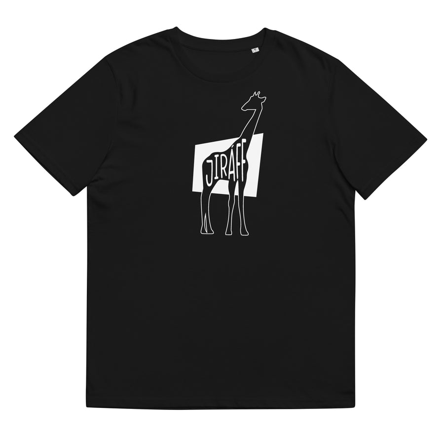 Giraffe Jiráff Unisex Organic Cotton T-shirt Black White Welsh