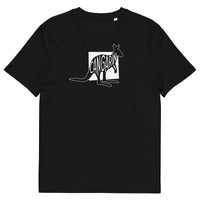 Kangaroo Cangarŵ Unisex Organic Cotton T-shirt Black White Welsh