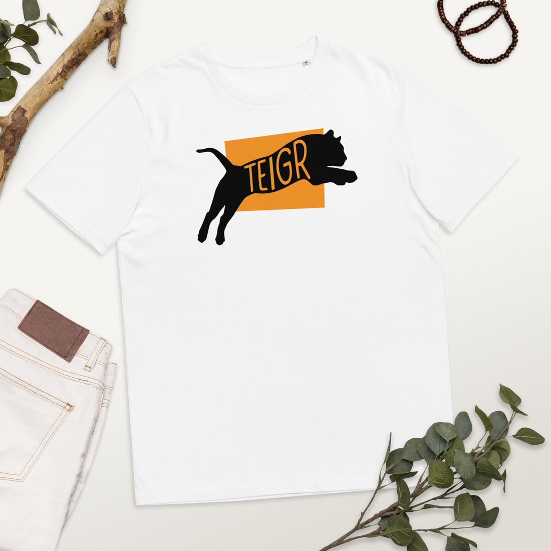 Tiger Teigr Unisex Organic Cotton T-shirt White Colour