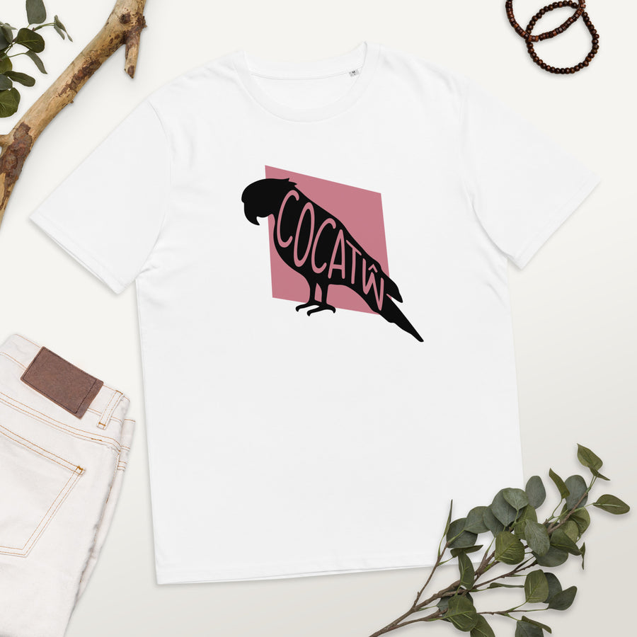 Cockatoo Cocatŵ Unisex organic cotton t-shirt white colour welsh