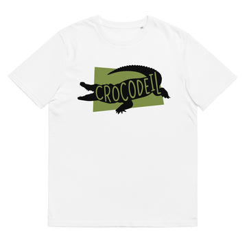 Crocodile Crocodeil Unisex organic cotton t-shirt white colour welsh