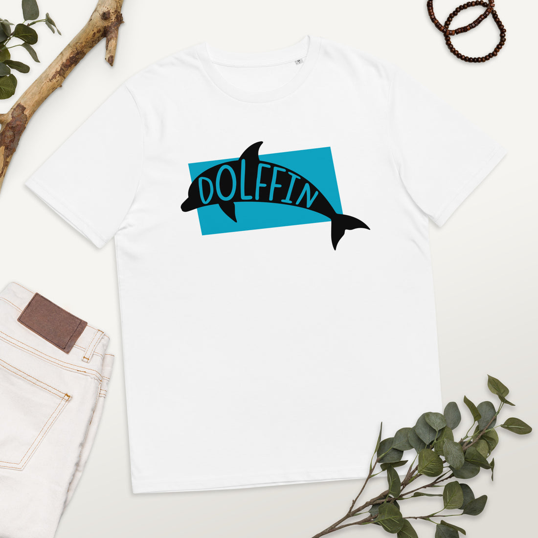 Dolphin Dolffin Unisex organic cotton t-shirt White Adult Welsh