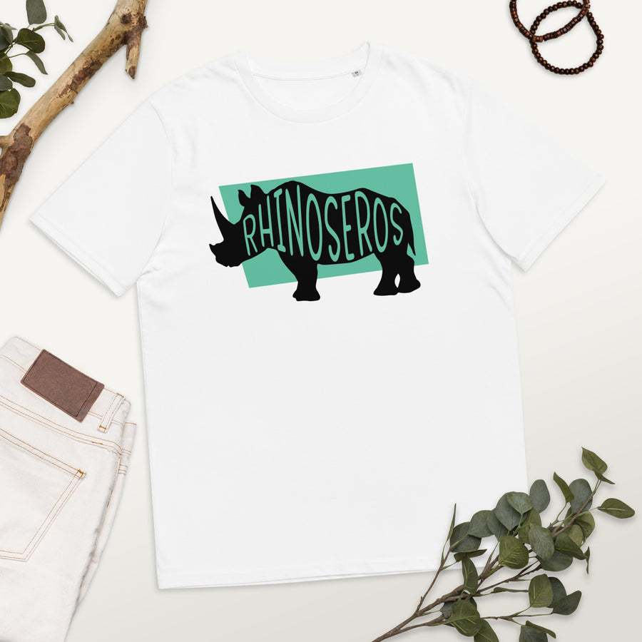 Rhinoceros Rhinoseros Unisex Organic Cotton T-shirt White Colour Welsh