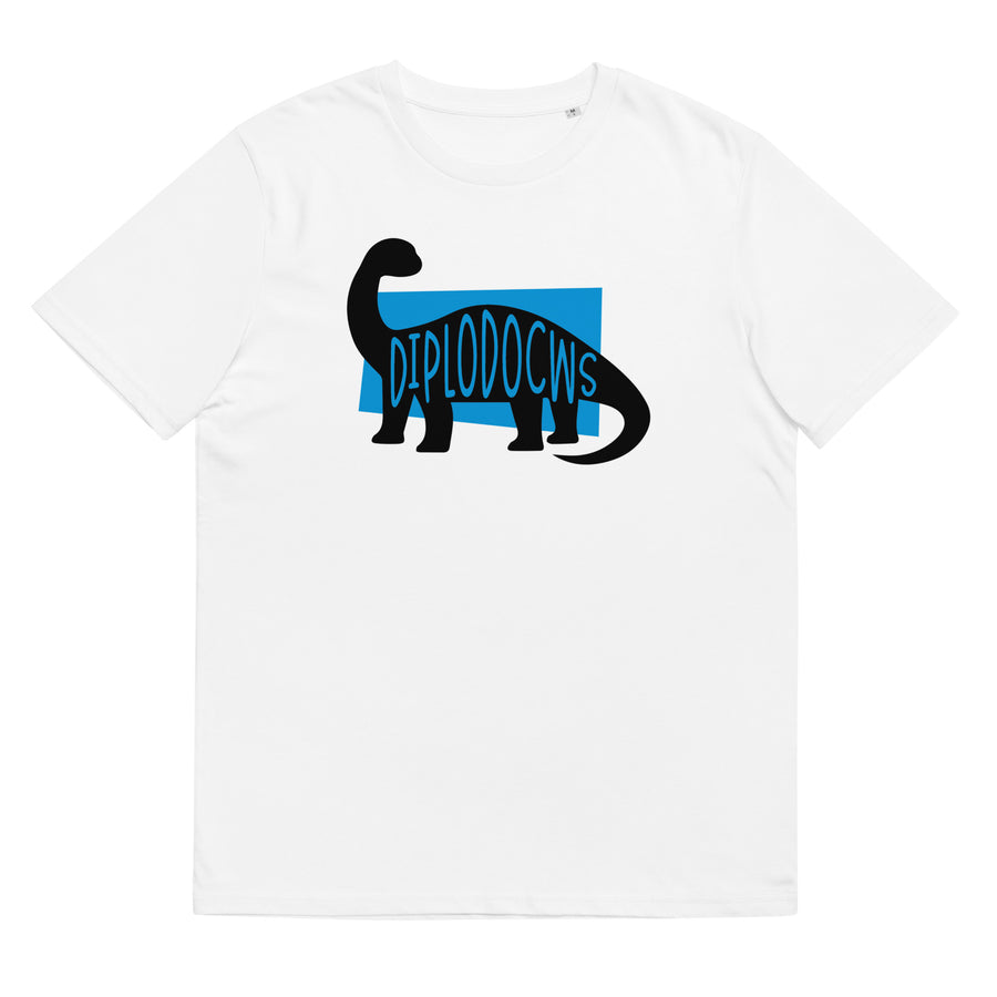 Diplodocus Diplodocws Unisex Organic Cotton T-shirt White Welsh Dinosaur