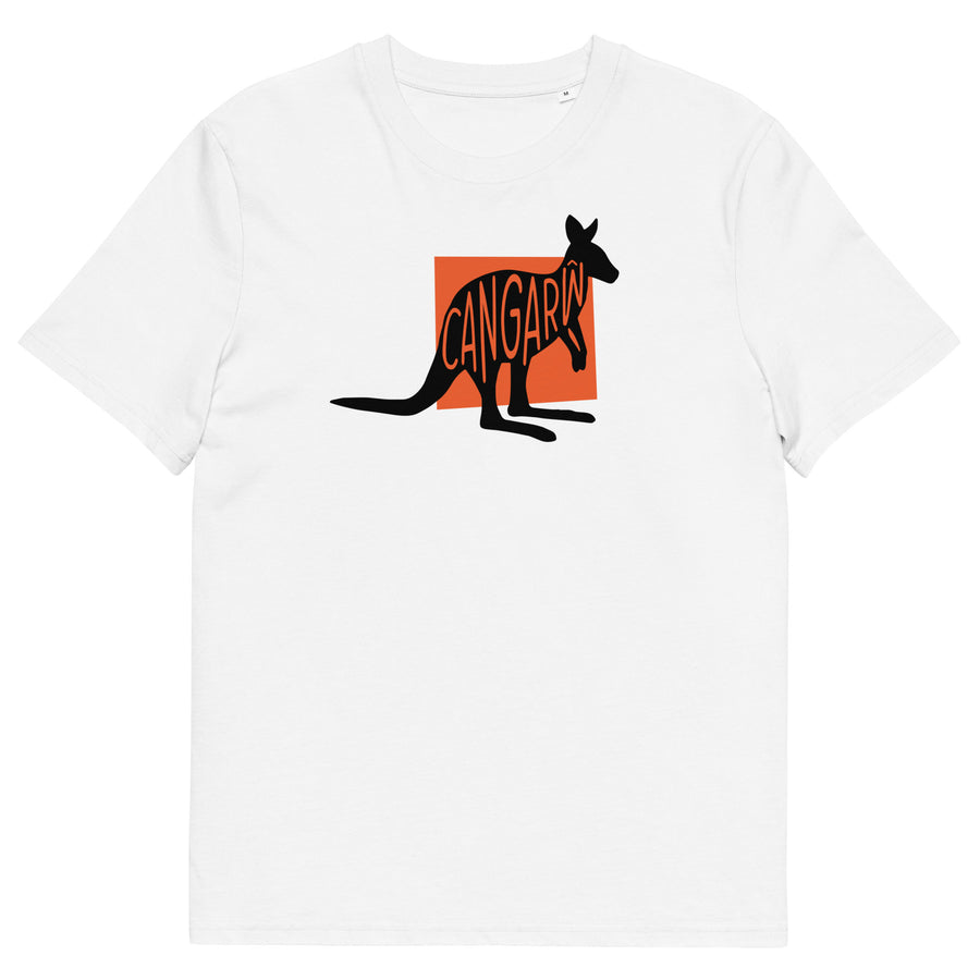 Kangaroo Cangarŵ Unisex Organic Cotton T-shirt White Colour