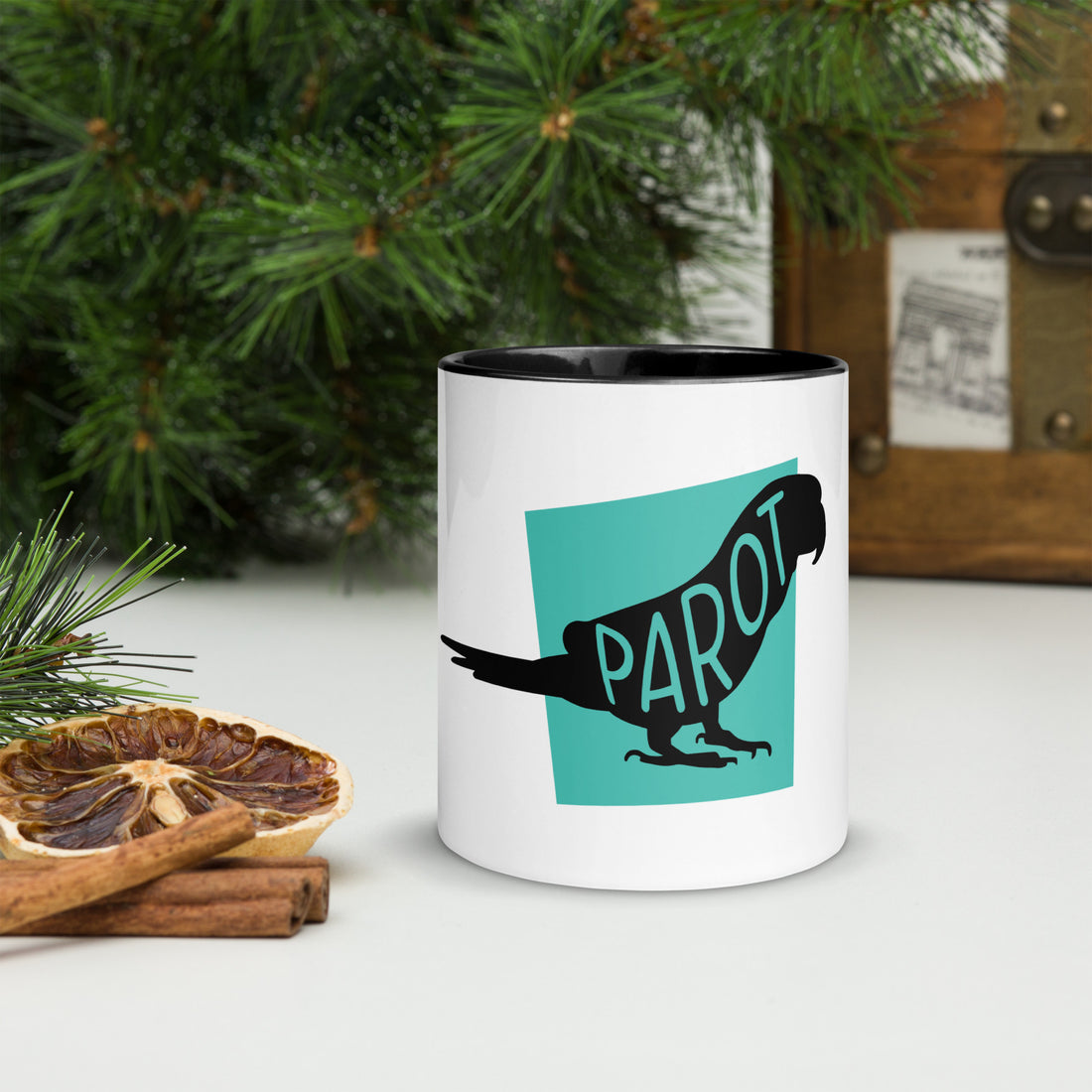 Parrot Parot Mug with Colour Inside Welsh