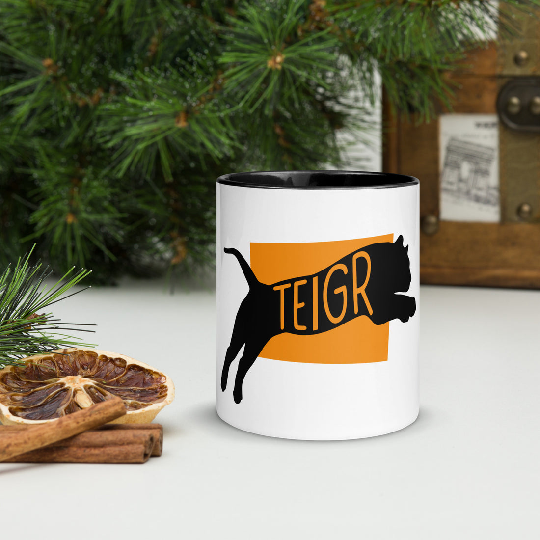 Tiger Teigr Mug with Colour Inside Welsh