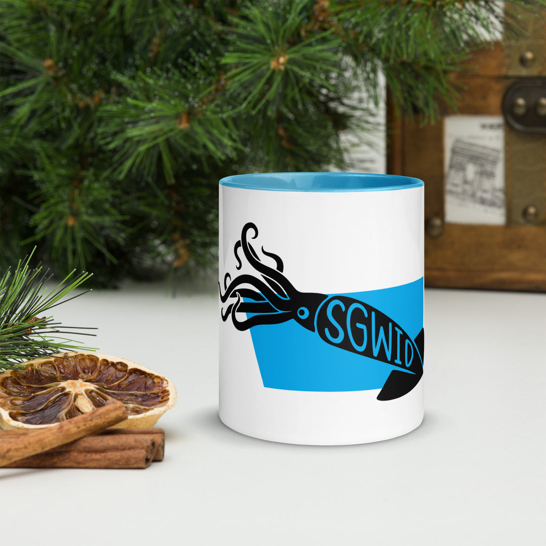 Squid Sgwid Mug with Colour Inside Welsh