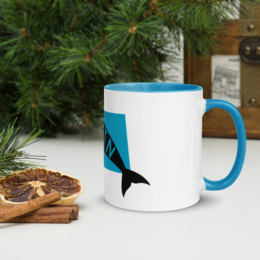 Dolphin Dolffin Mug with Colour Inside Welsh