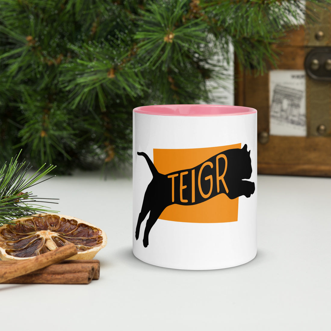 Tiger Teigr Mug with Colour Inside Welsh