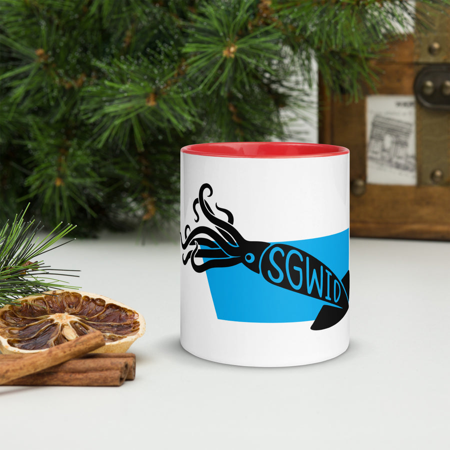 Squid Sgwid Mug with Colour Inside Welsh