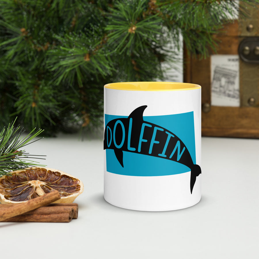 Dolphin Dolffin Mug with Colour Inside Welsh